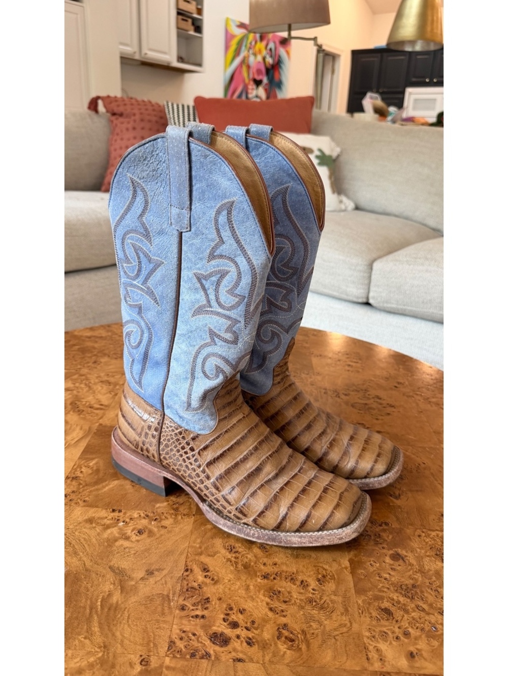 Horse Power Men’s Exotic Leather Western Cowboy Boots Size 9